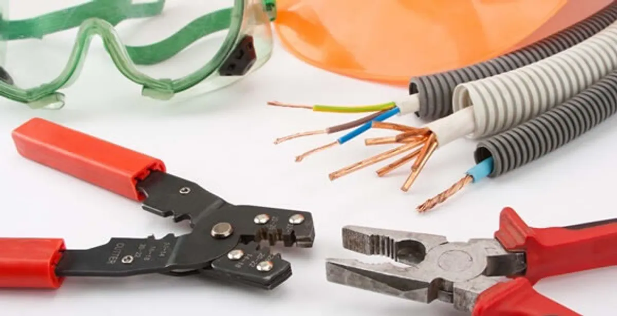 Electrical wiring repair with professional tools and safety equipment in Blythewood, SC