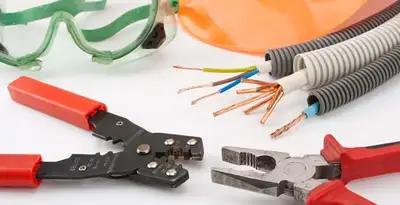 Electrical wiring repair with professional tools and safety equipment in Blythewood, SC